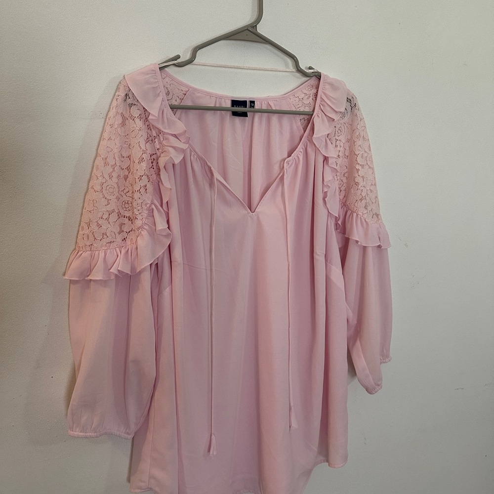 Kaari Blue Light Pink Lace Blouse